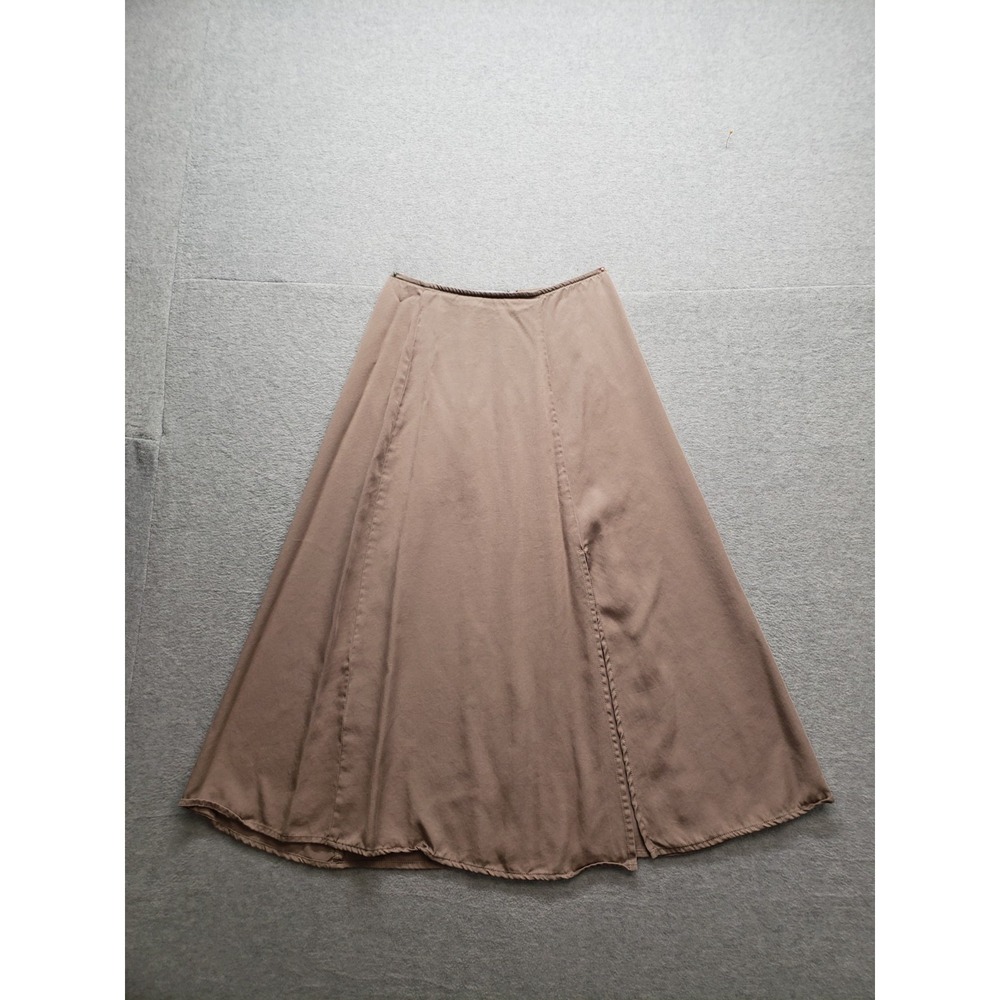 Shore Women Midi Skirts S Beige Back Zip Slit Lightweight Logo Comfort Casual